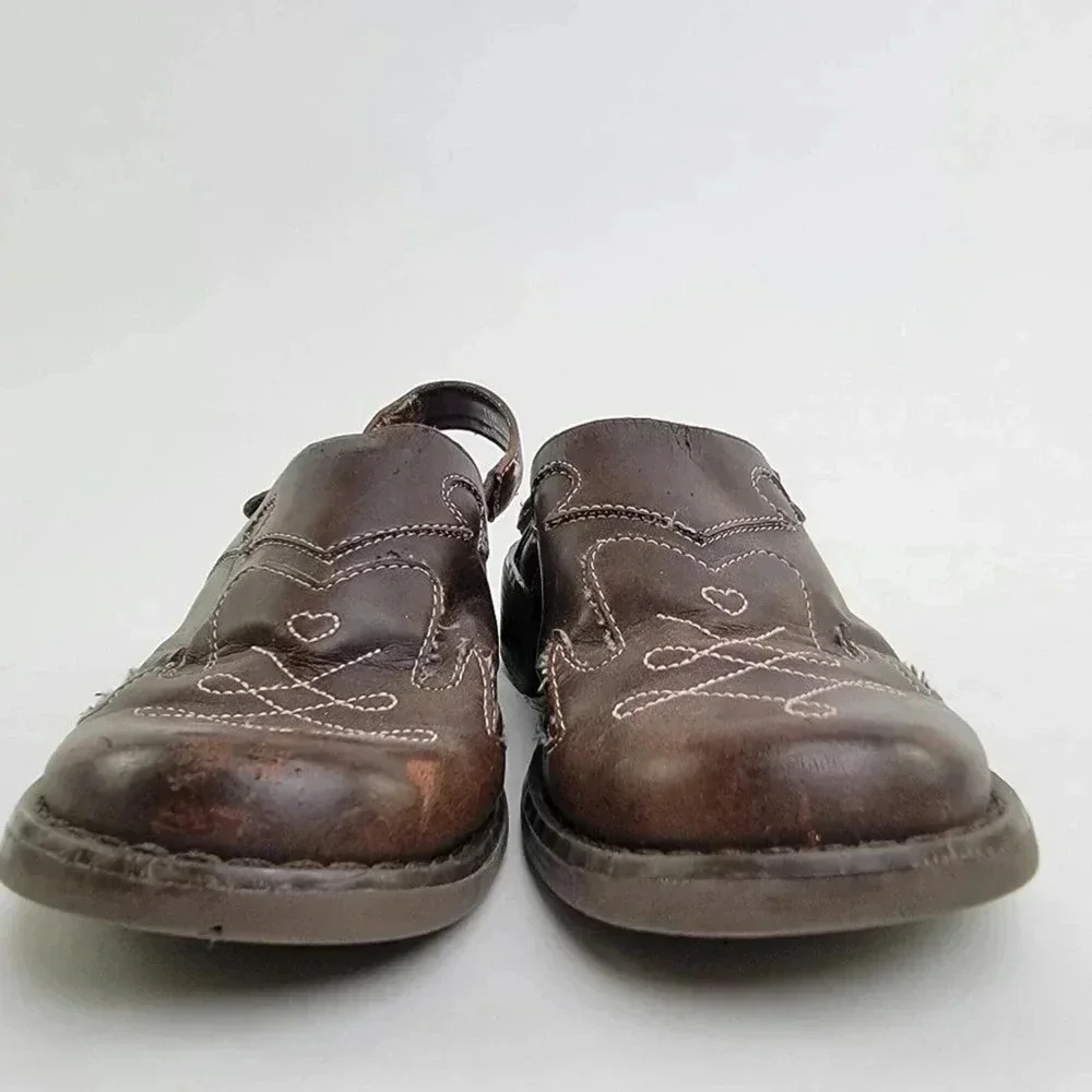 Carters Brown Leather Slingback Slip On Sandal Mules - 11 C